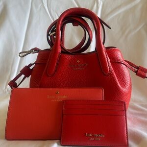 Kate Spade Vibrant Red Satchel and Wallet Set